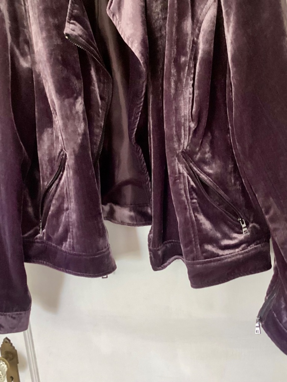 Apt. 9 moto jacket Purple Velvet Size XL Asymmetrical Zipper Party Going Out - Picture 3 of 12